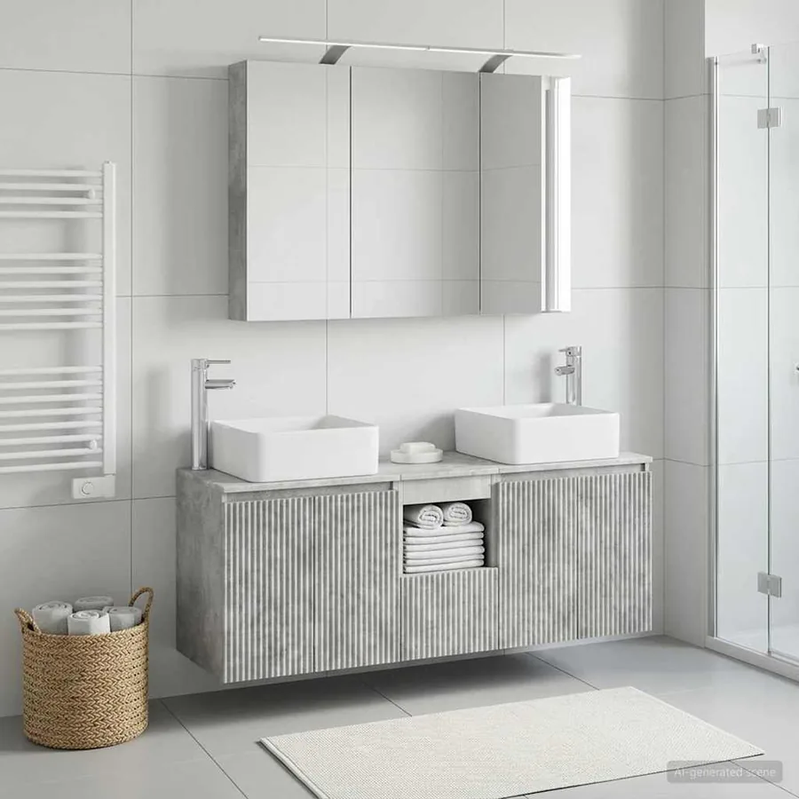 Ensemble d'armoire de salle de bain 4 pcs Gris béton