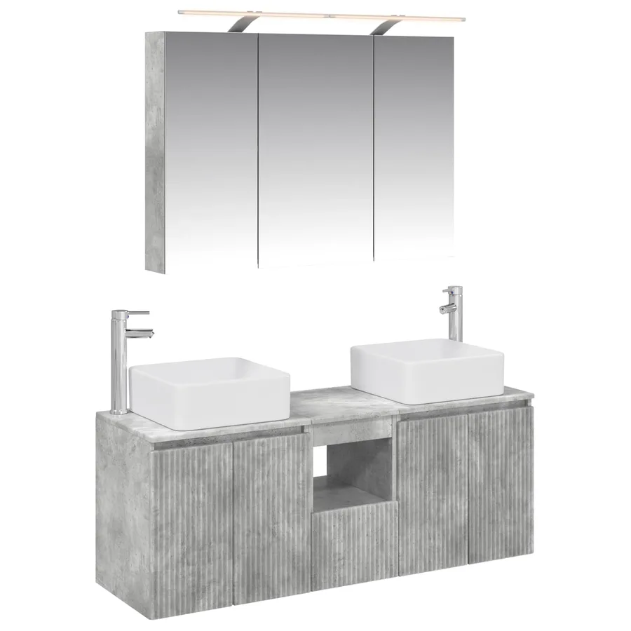 Ensemble d'armoire de salle de bain 4 pcs Gris béton - 2