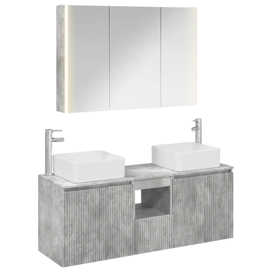 Ensemble d'armoire de salle de bain 4 pcs Gris béton - 2