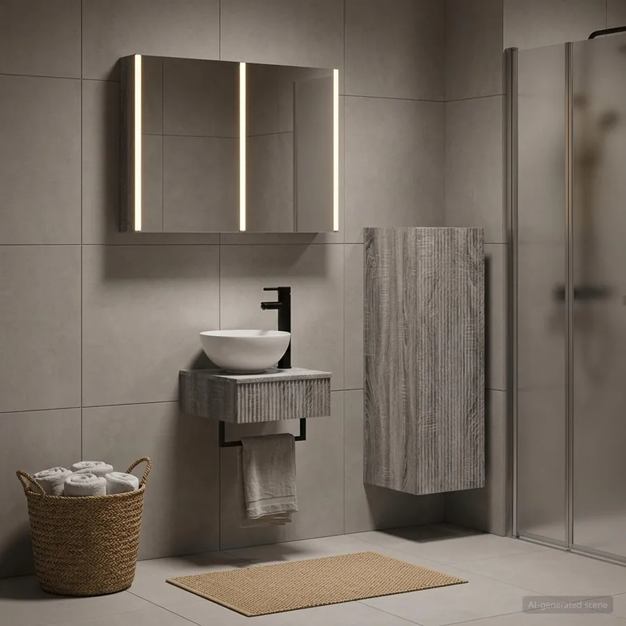 Ensemble d'armoire de salle de bain 4 pcs Sonoma gris
