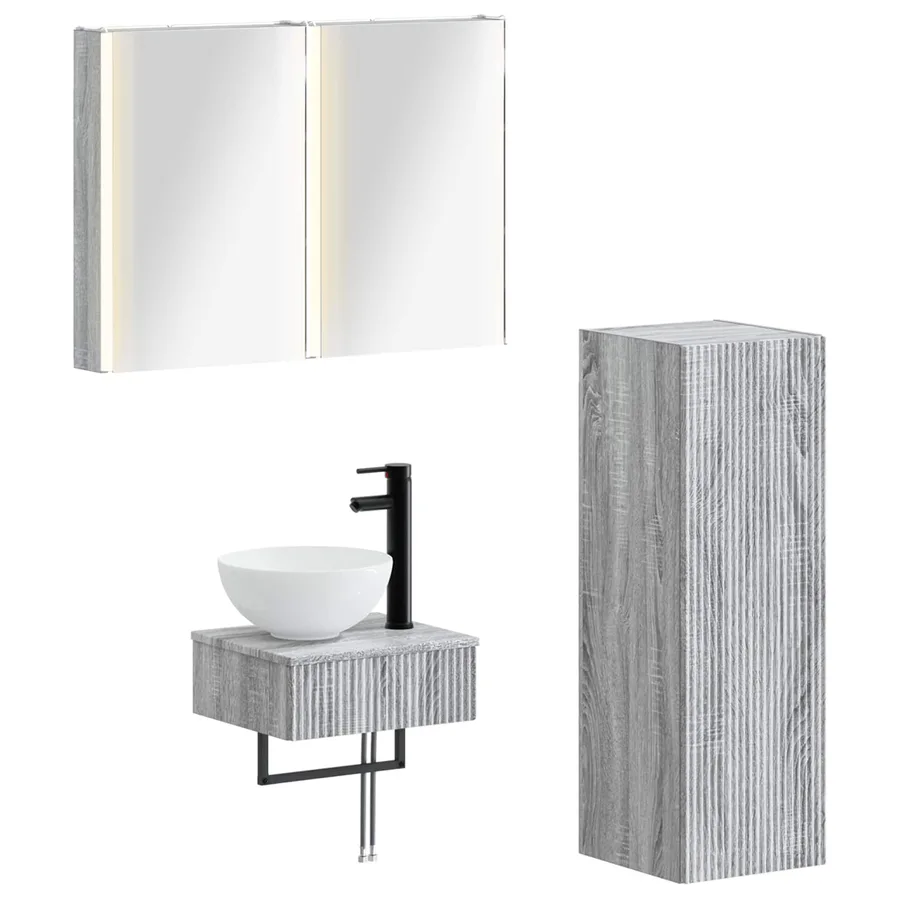 Ensemble d'armoire de salle de bain 4 pcs Sonoma gris - 2