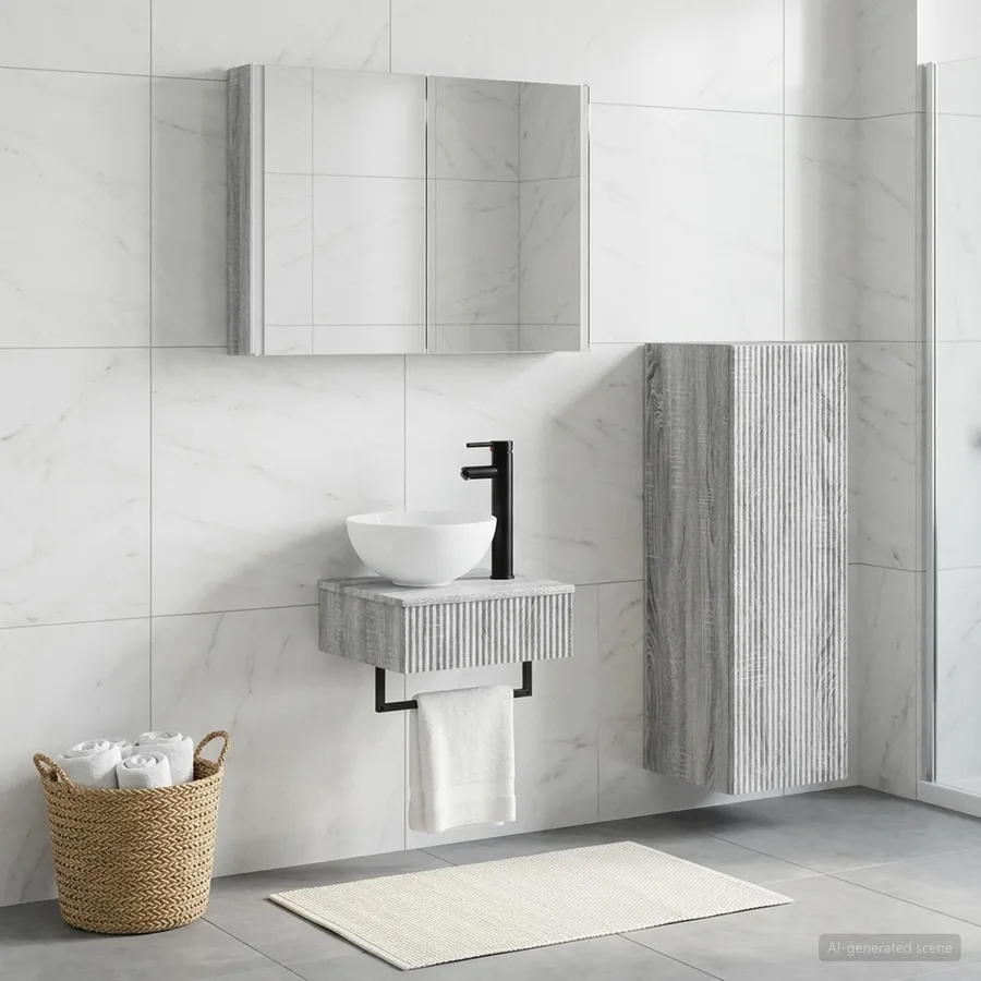 Ensemble d'armoire de salle de bain 4 pcs Sonoma gris - 4