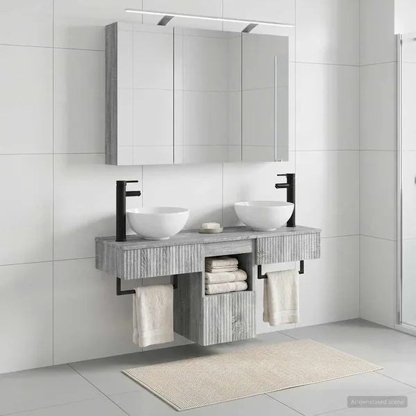 Ensemble d'armoire de salle de bain 4 pcs Sonoma gris