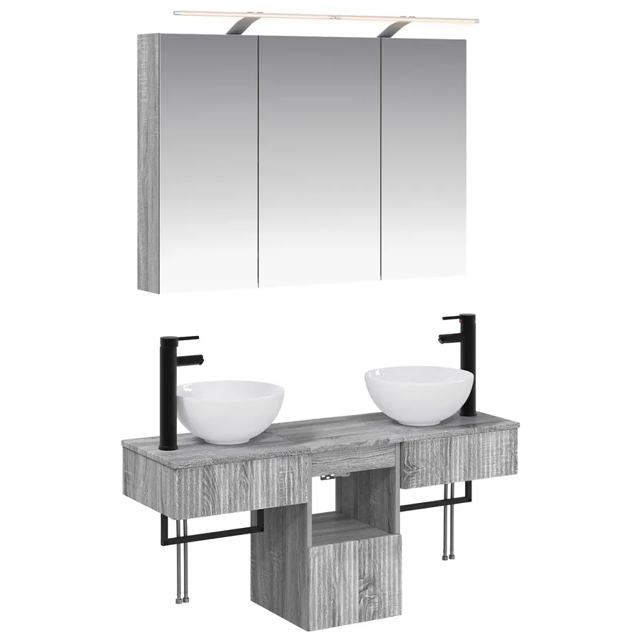 Ensemble d'armoire de salle de bain 4 pcs Sonoma gris - 2