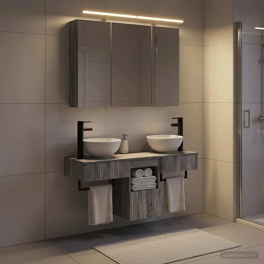 Ensemble d'armoire de salle de bain 4 pcs Sonoma gris - 4