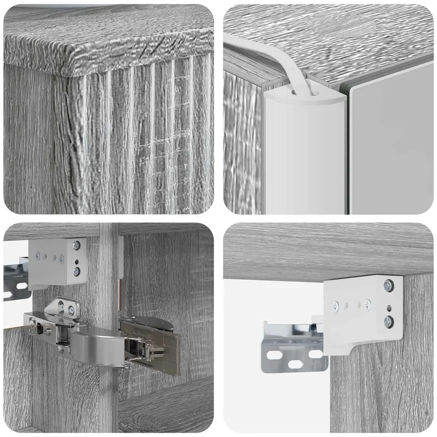 Ensemble de mobilier de salle de bain 6 pcs Sonoma gris - 8