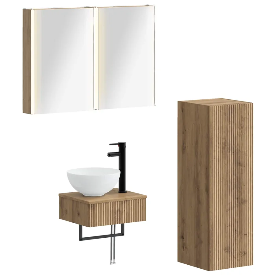 Ensemble d'armoire de salle de bain 4 pc Chêne artisanal - 2