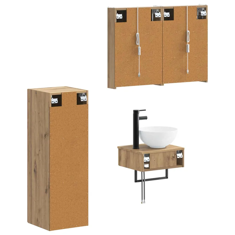 Ensemble d'armoire de salle de bain 4 pc Chêne artisanal - 5