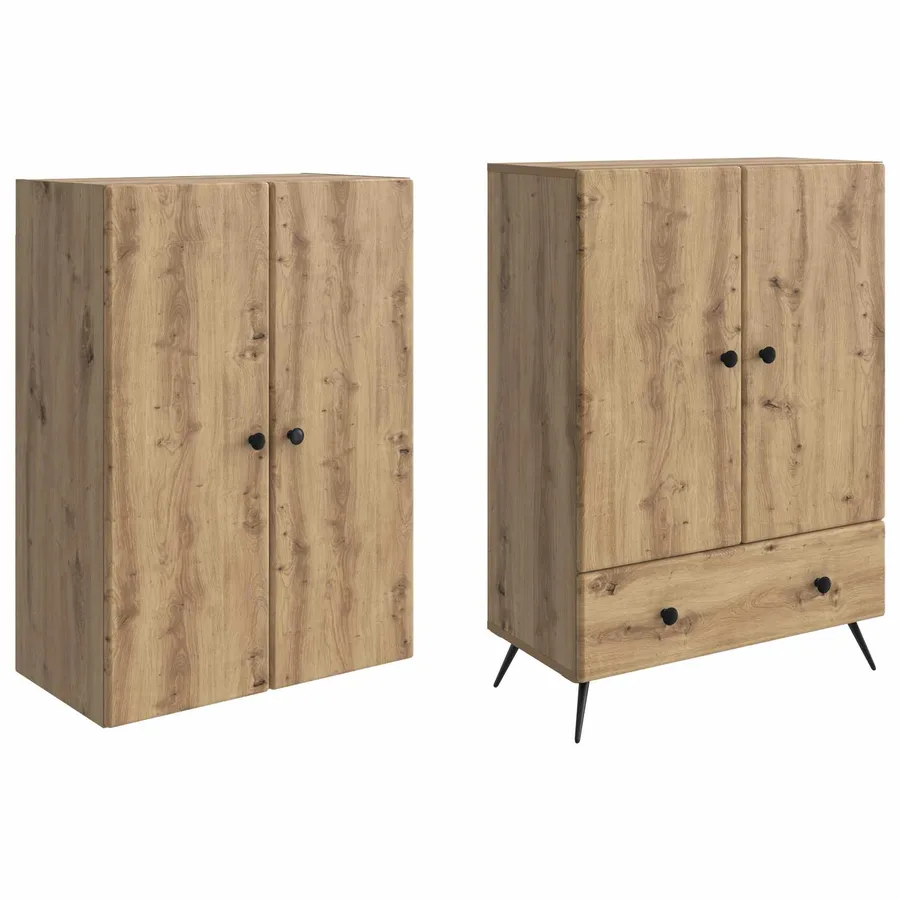 Ensemble de Meubles 2 pc Chêne artisanal Bois d'ingénierie - 4