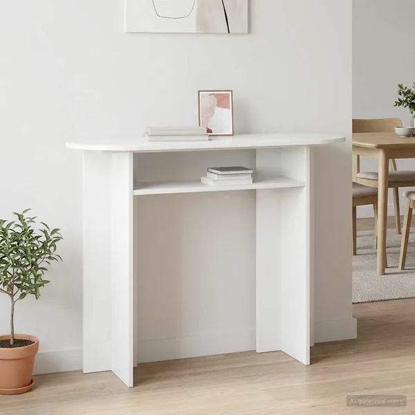 Table console avec stockage Blanc brillant 100 x 39,5 x 75 cm