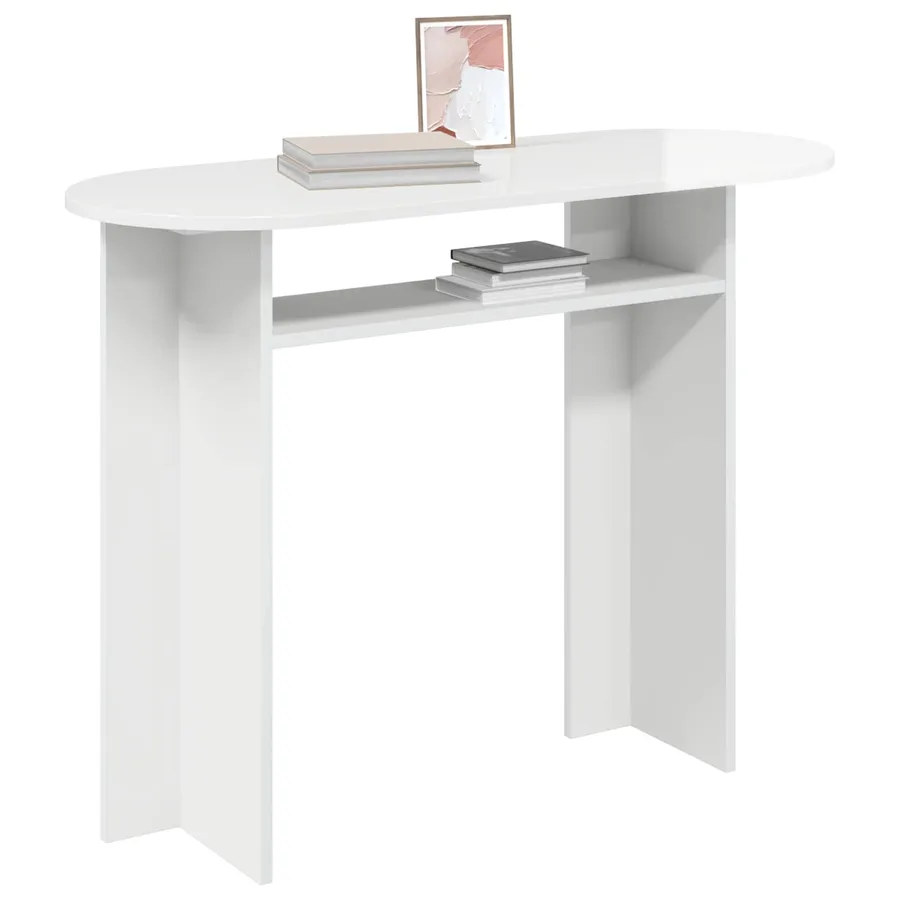 Table console avec stockage Blanc brillant 100 x 39,5 x 75 cm - 3