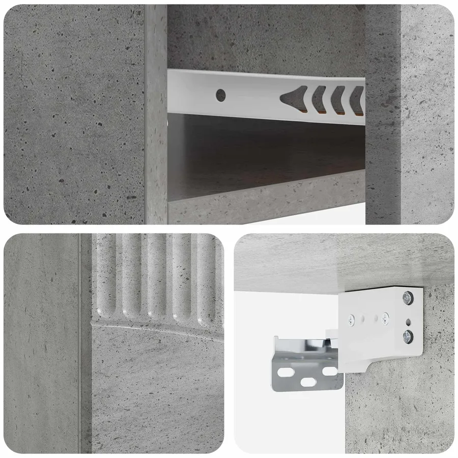 Cabinet de chevet mural Gris béton 49 x 34,5 x 20 cm - 8