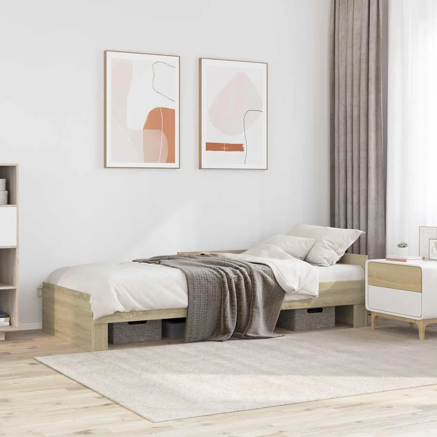 Cadre de lit avec tête de lit Chêne Sonoma 80 x 200 cm