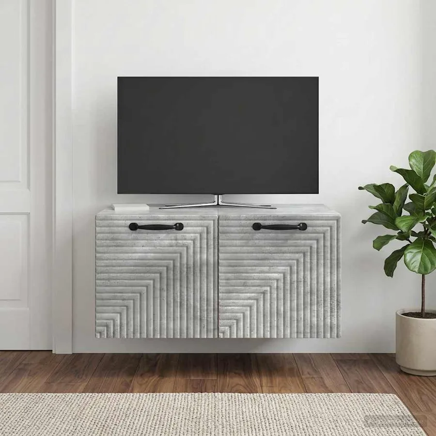 Meuble TV mural Gris béton 59,5 x 41 x 30 cm Bois d'ingénierie - 4