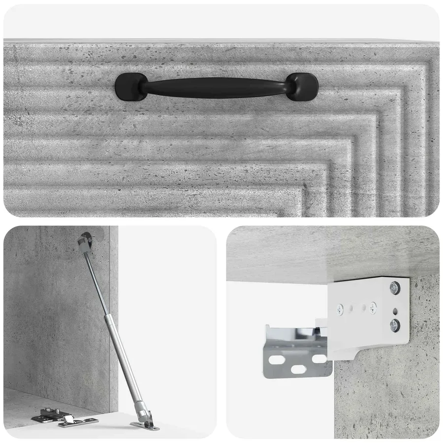 Meuble TV mural Gris béton 59,5 x 41 x 30 cm Bois d'ingénierie - 9