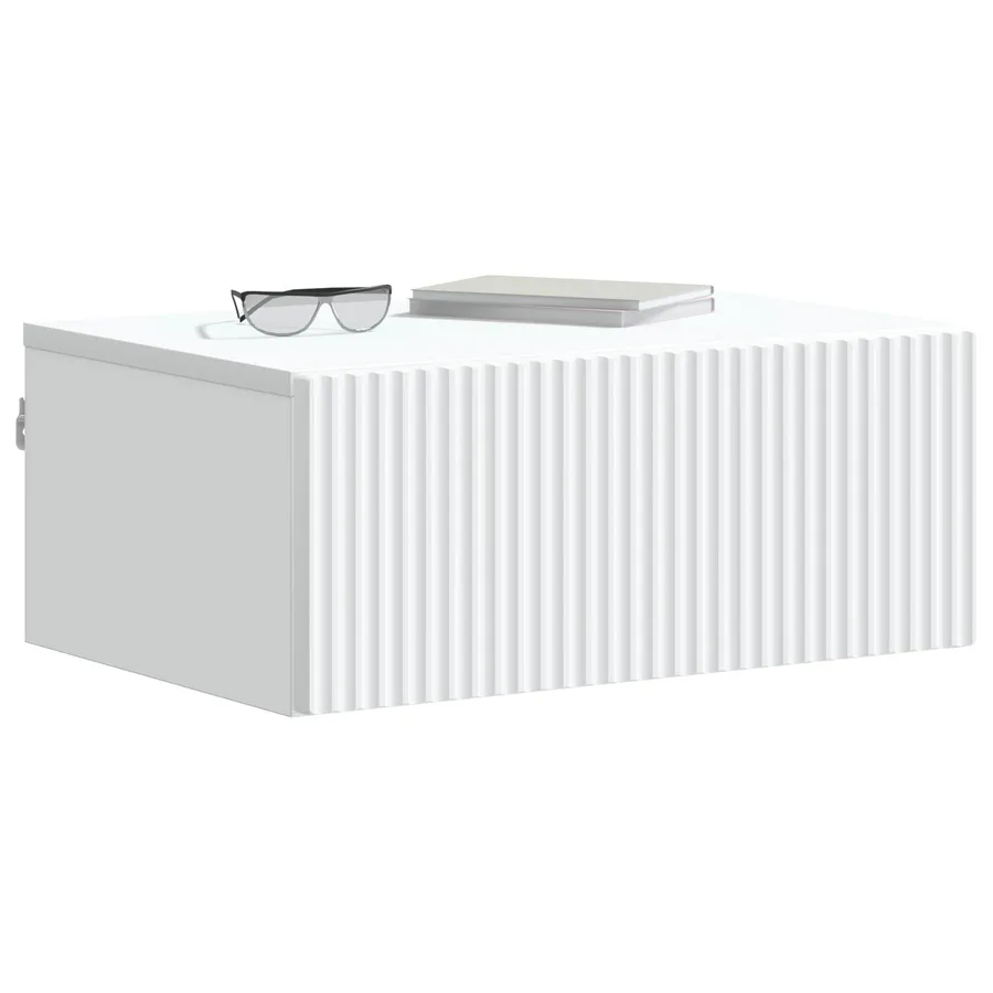 Cabinet de chevet mural avec tiroir Blanc 49 x 34,5 x 20 cm - 3