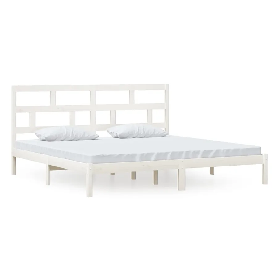 Cadre de lit sans matelas blanc bois de pin massif 200x200 cm - 2