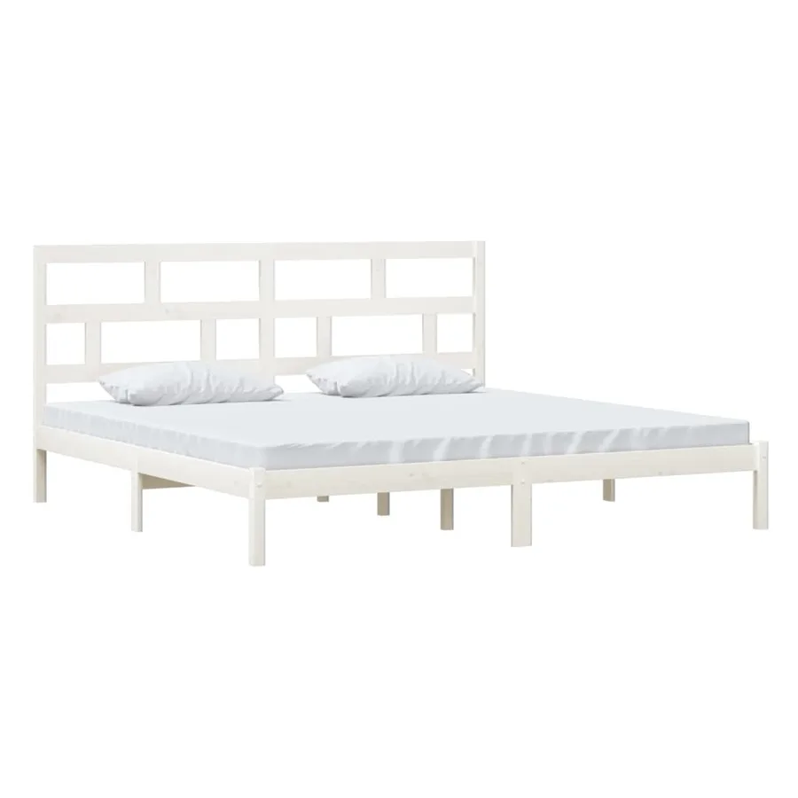 Cadre de lit sans matelas blanc bois de pin massif 200x200 cm - 3