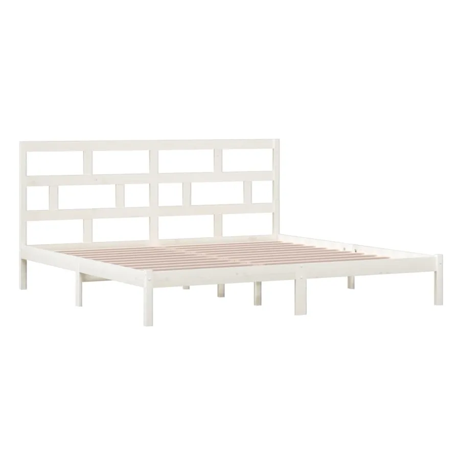 Cadre de lit sans matelas blanc bois de pin massif 200x200 cm - 4
