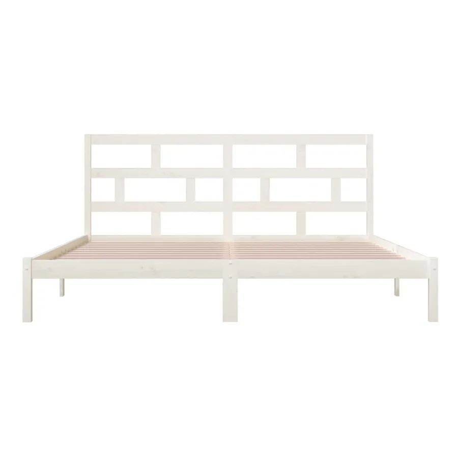 Cadre de lit sans matelas blanc bois de pin massif 200x200 cm - 5