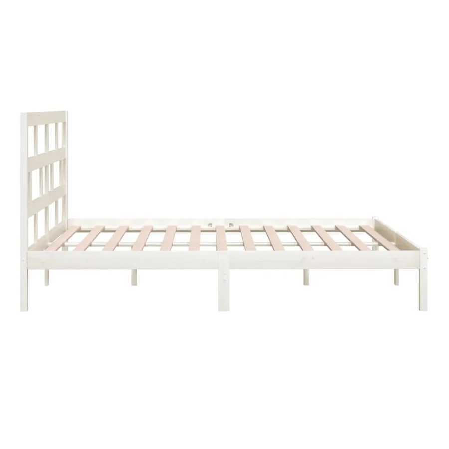 Cadre de lit sans matelas blanc bois de pin massif 200x200 cm - 6