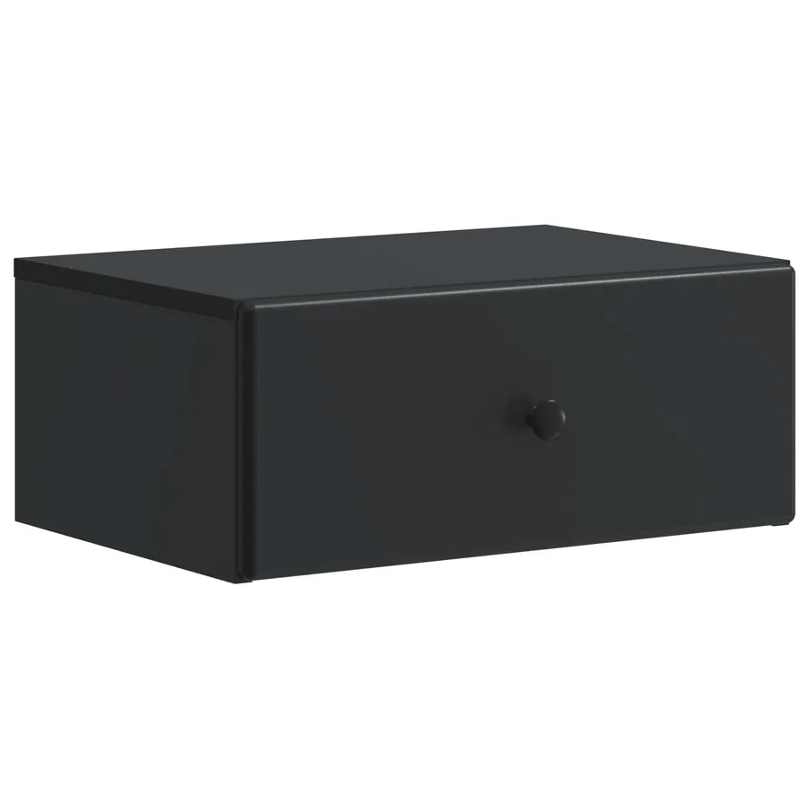 Cabinet de chevet mural avec tiroir Noir 49 x 34,5 x 20 cm - 2