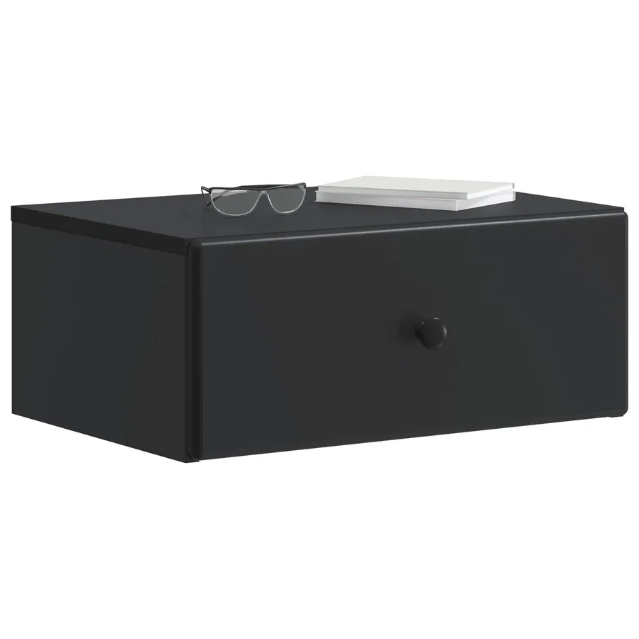 Cabinet de chevet mural avec tiroir Noir 49 x 34,5 x 20 cm - 3
