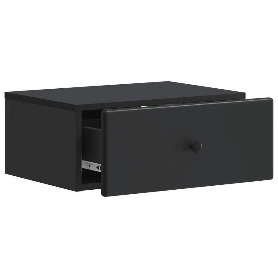 Cabinet de chevet mural avec tiroir Noir 49 x 34,5 x 20 cm - 4