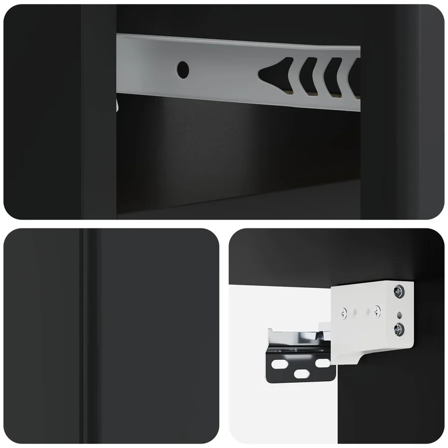 Cabinet de chevet mural avec tiroir Noir 49 x 34,5 x 20 cm - 8