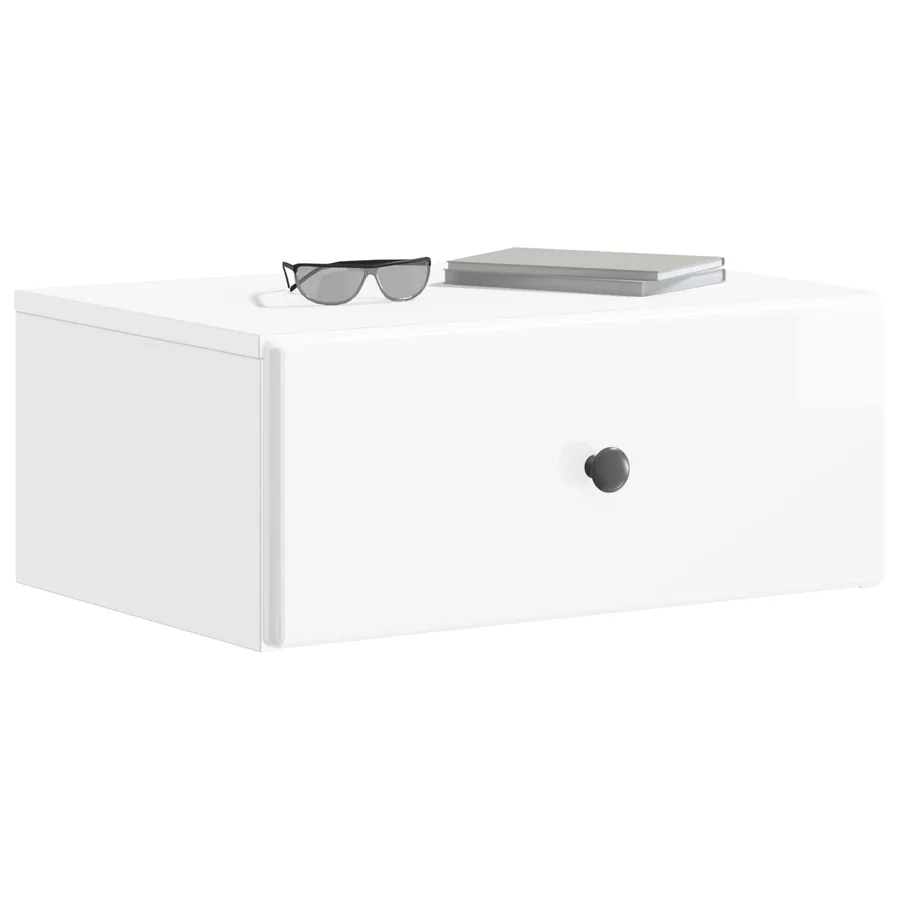 Cabinet de chevet mural Blanc brillant 49 x 34,5 x 20 cm - 3
