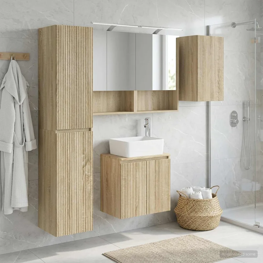 Ensemble d'armoire de salle de bain 5 pcs Chêne Sonoma