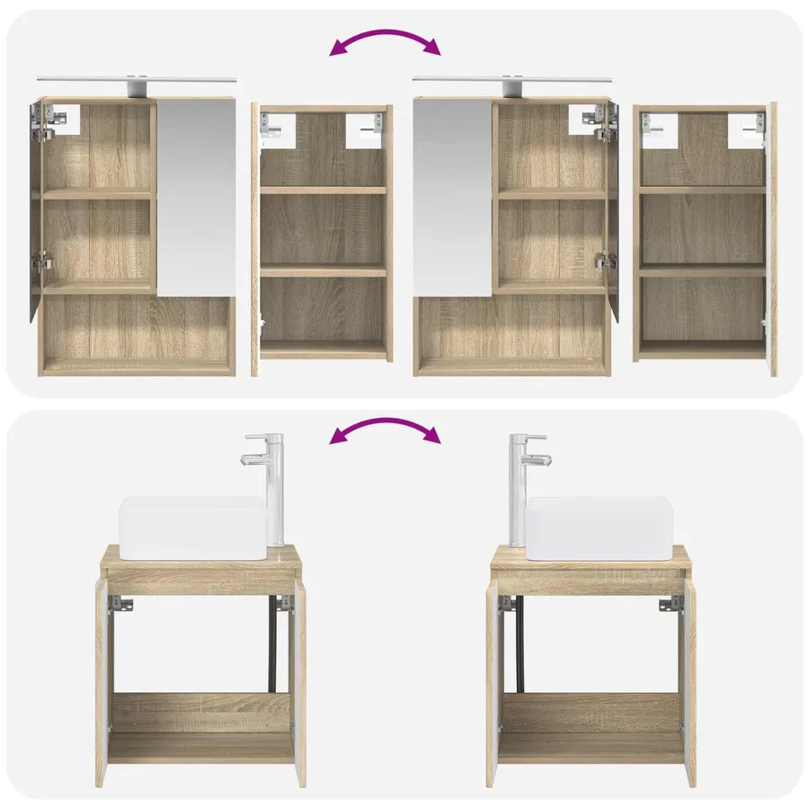 Ensemble d'armoire de salle de bain 5 pcs Chêne Sonoma - 14
