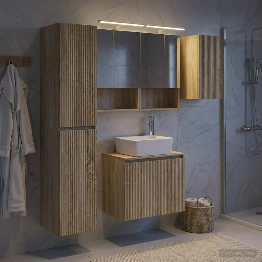 Ensemble d'armoire de salle de bain 5 pcs Chêne Sonoma - 4