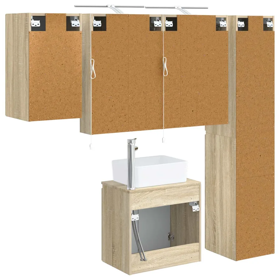 Ensemble d'armoire de salle de bain 5 pcs Chêne Sonoma - 9