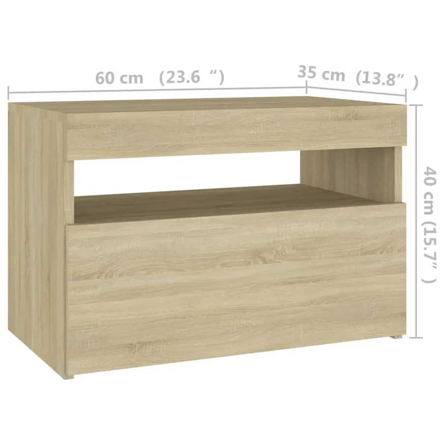 Tables de chevet à LED 2 pcs Chêne sonoma 60x35x40 cm - 15