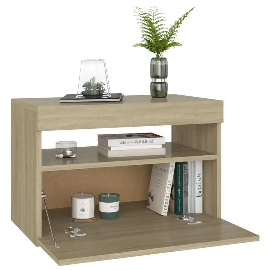Tables de chevet à LED 2 pcs Chêne sonoma 60x35x40 cm - 7