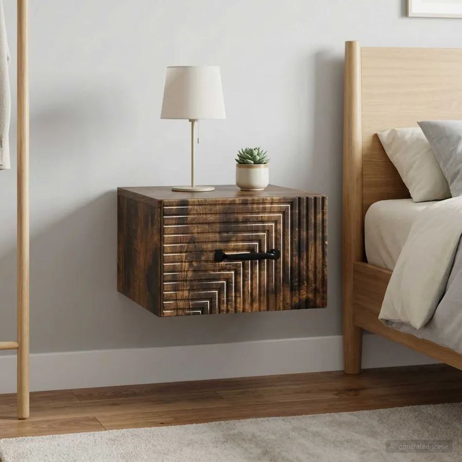 Cabinet de chevet mural 2 pcs Chêne fumé 34,5 x 33 x 20 cm