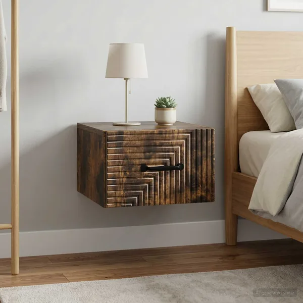 Cabinet de chevet mural 2 pcs Chêne fumé 34,5 x 33 x 20 cm
