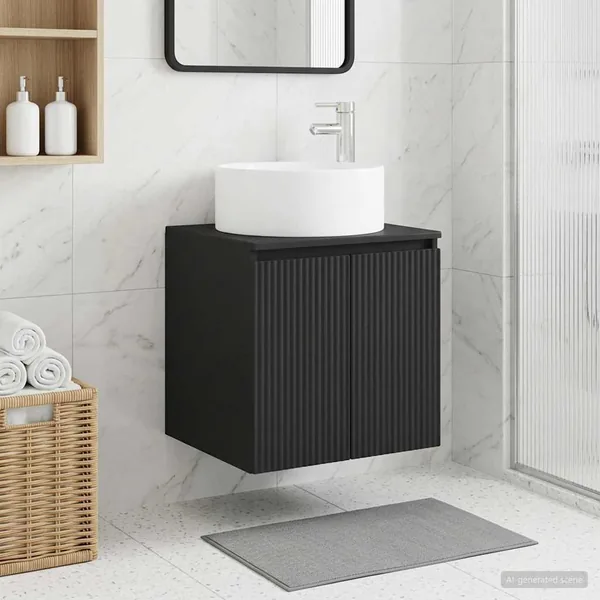 Meuble de lavabo mural Noir 49,5 x 44,5 x 65,5 cm