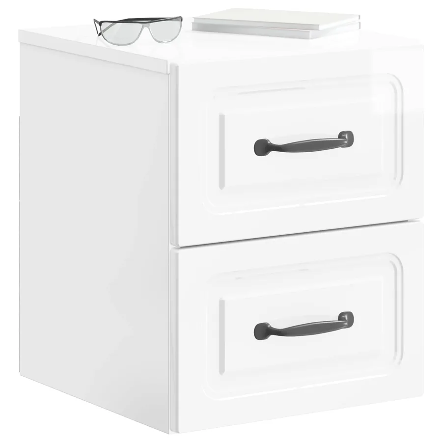 Cabinet de chevet mural 2 pcs Blanc brillant 34,5 x 33 x 40 cm - 3