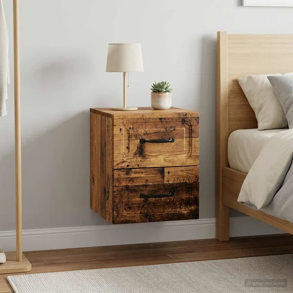 Cabinet de chevet mural 2 pcs Bois ancien 34,5 x 33 x 40 cm