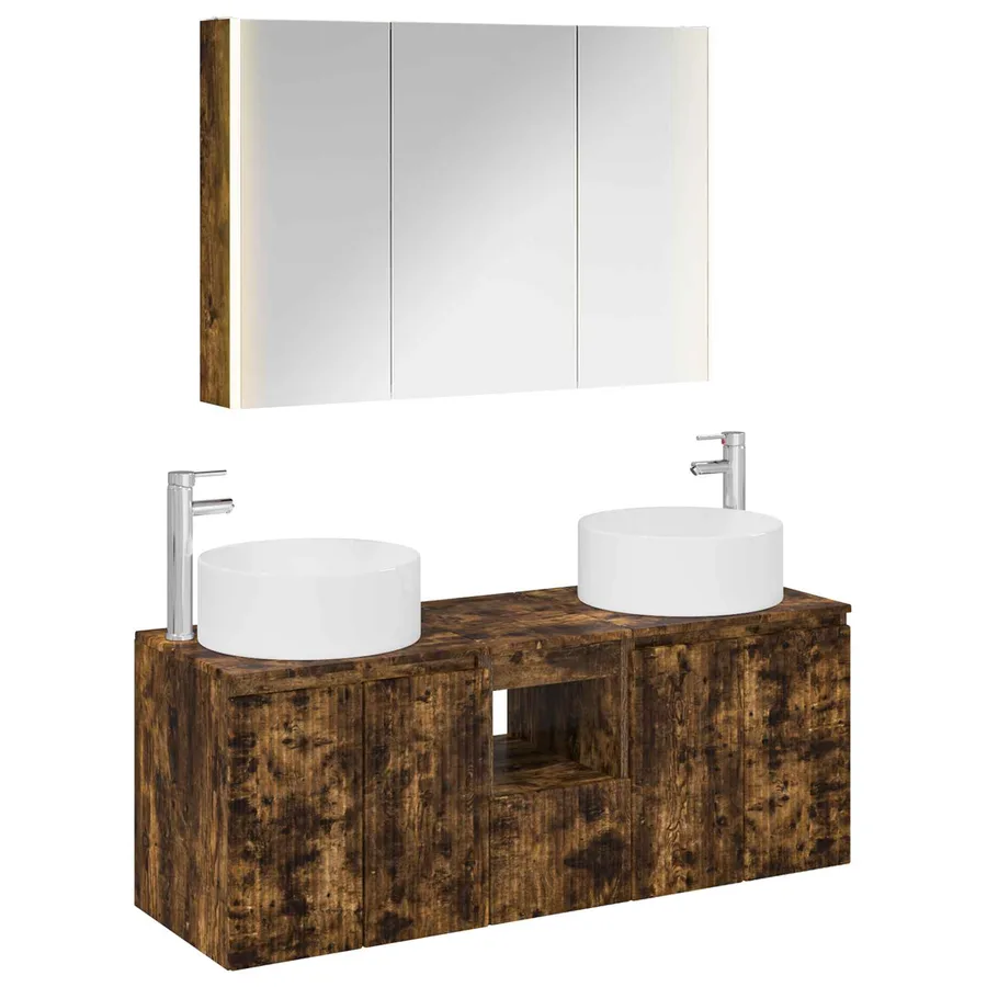 Ensemble d'armoire de salle de bain 4 pcs Chêne fumé - 2