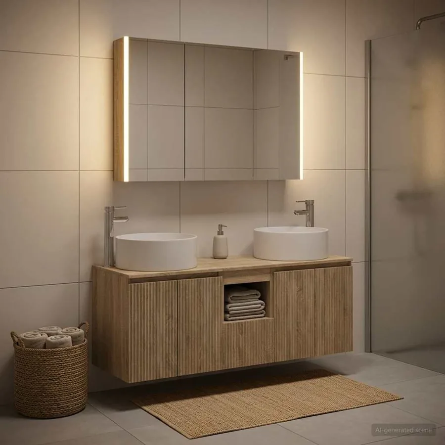 Ensemble d'armoire de salle de bain 4 pcs Chêne Sonoma