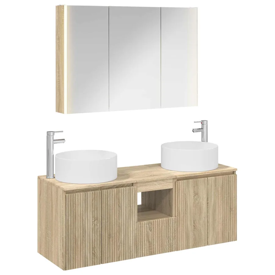 Ensemble d'armoire de salle de bain 4 pcs Chêne Sonoma - 2