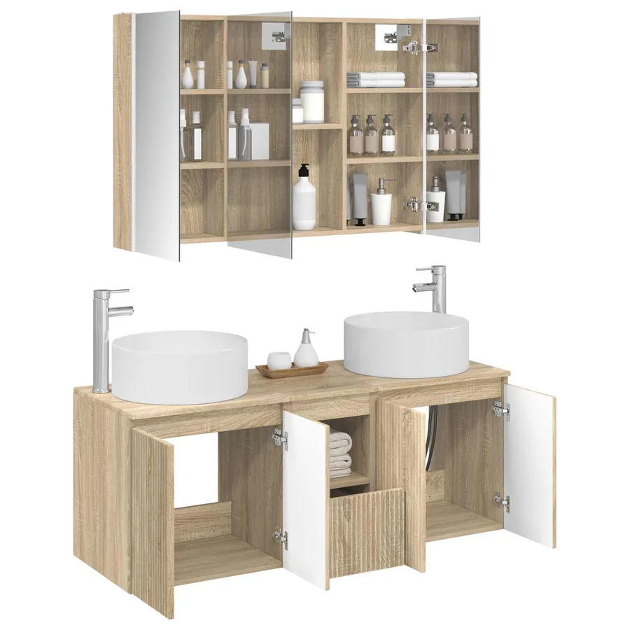 Ensemble d'armoire de salle de bain 4 pcs Chêne Sonoma - 3