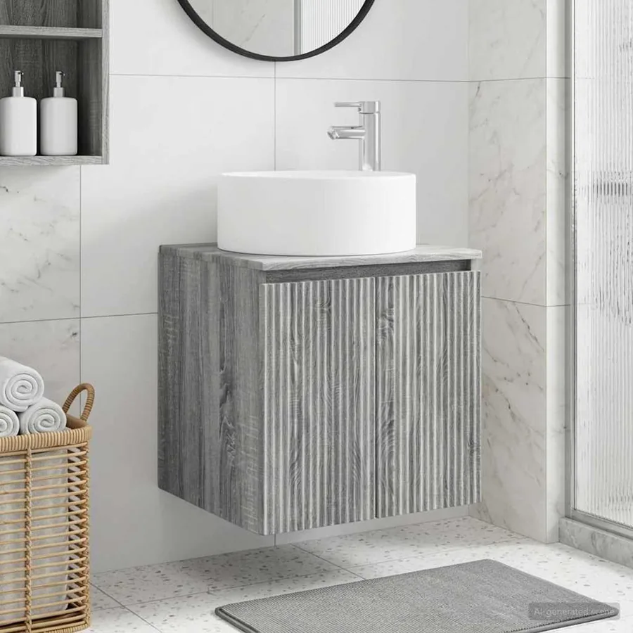 Meuble de lavabo mural Sonoma gris 49,5 x 44,5 x 65,5 cm