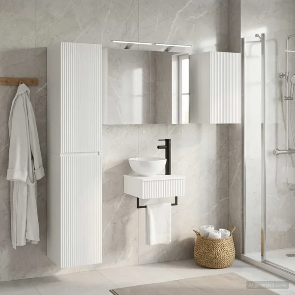 Ensemble de mobilier de salle de bain 5 pcs Blanc