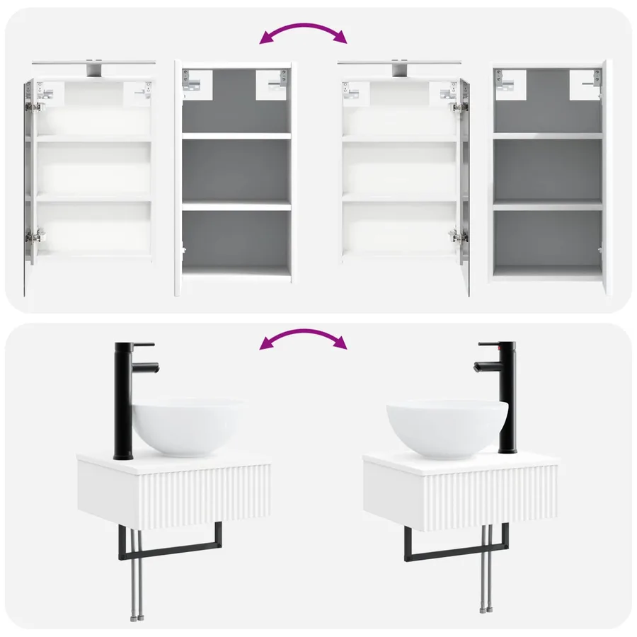 Ensemble de mobilier de salle de bain 5 pcs Blanc - 14