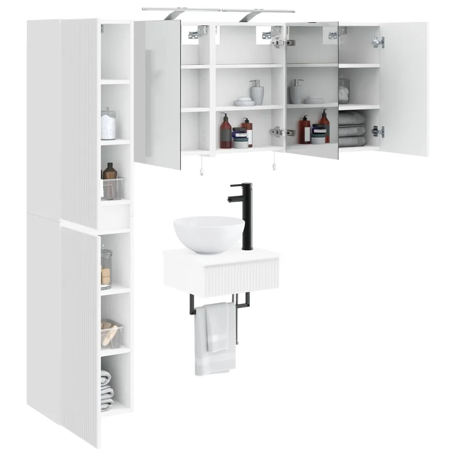 Ensemble de mobilier de salle de bain 5 pcs Blanc - 3
