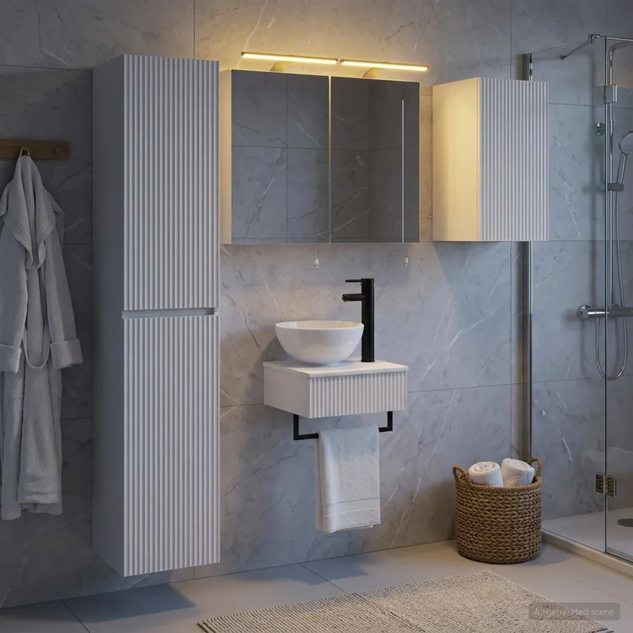 Ensemble de mobilier de salle de bain 5 pcs Blanc - 4